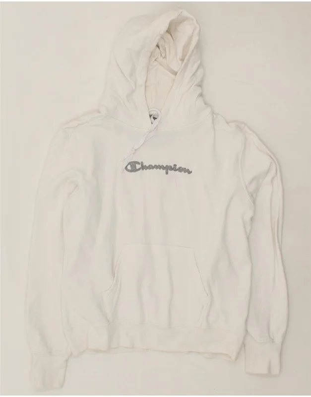 CHAMPION Womens Graphic Hoodie Jumper UK 18 XL White Cotton