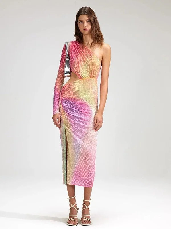 April One Shoulder Rainbow Dress