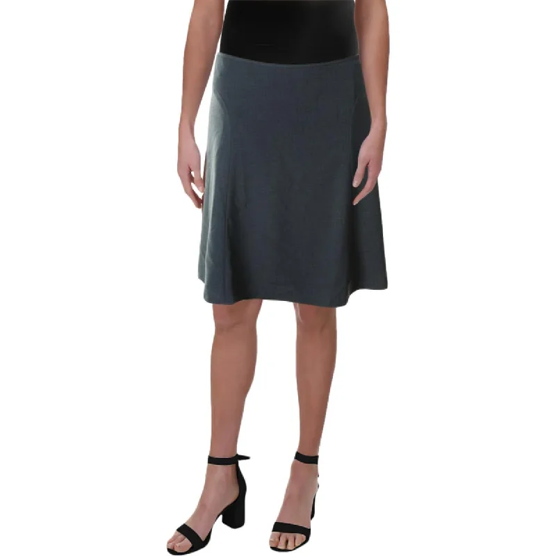 Petites Womens Heathered Seamed A-Line Skirt