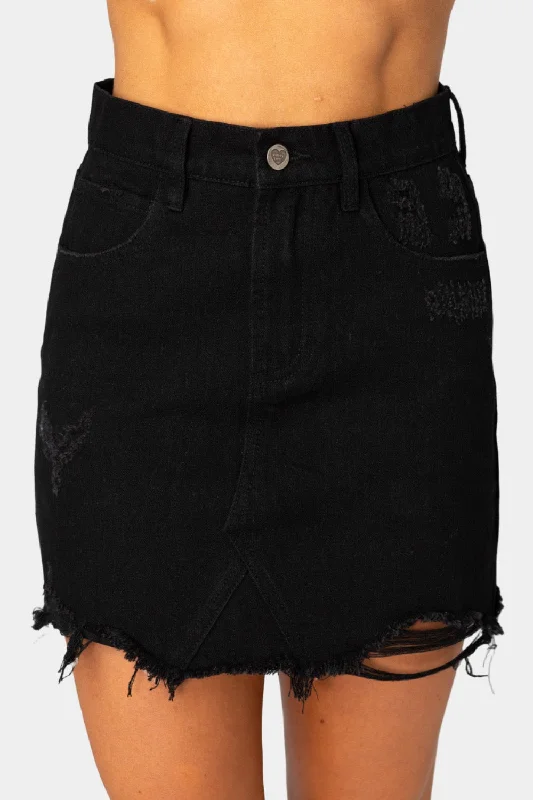 Sharon Distressed Mini Skirt - Black