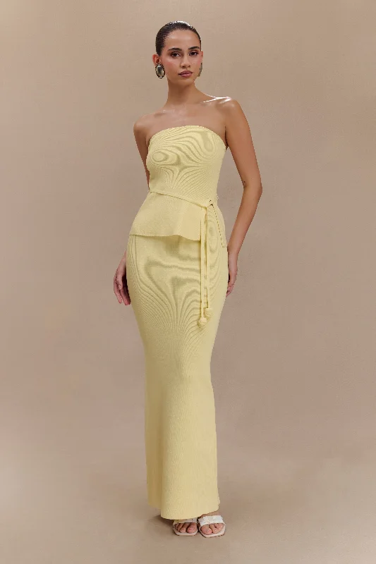 Keaton Fishtail Knit Maxi Skirt - Lemon