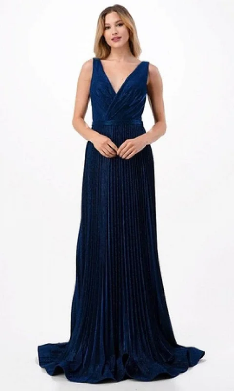 Aspeed Design L2714 - V-Neck Pleated A-Line Prom Dress