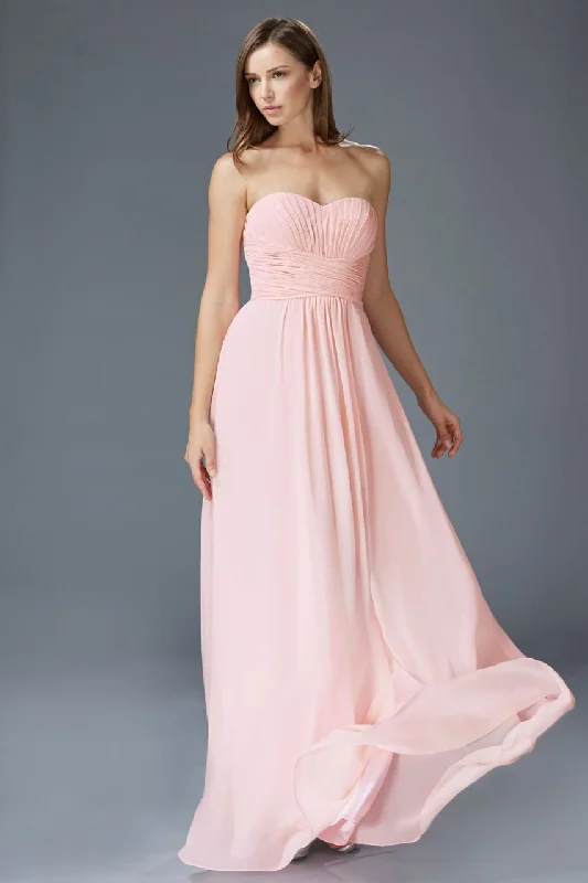 Elizabeth K - GL2070 Strapless Pleated Sweetheart Chiffon Dress