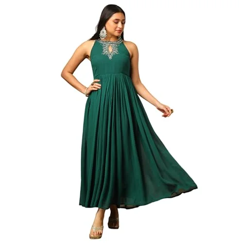 Globus Women Ethnic Dress (GS567485_Teal_S)