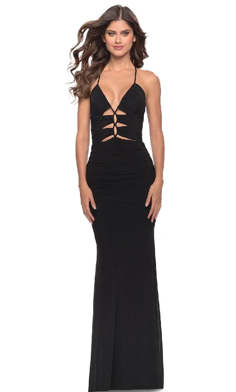 La Femme 31334SC - Cut Out Deep V-Neck Prom Dress