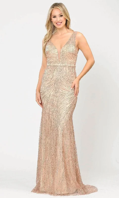 Poly USA 8424 - Glitter Mesh Sheath Prom Dress