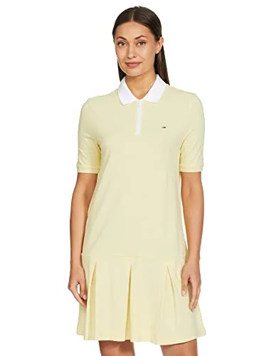 Tommy Hilfiger TJW Zip Pleats Polo Dress (Lemon Zest_XL)