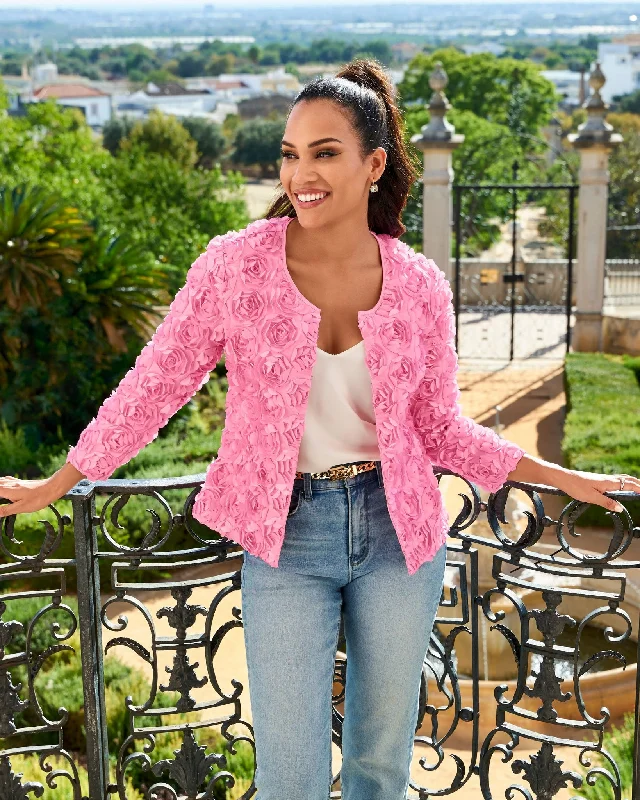 Rosette three quarter sleeve Jacket Begonia Pink