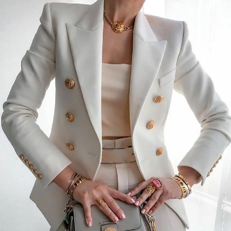 Thin Office Lady Blazer Jacket Women Long Sleeve Solid Casual Button Jackets Slim Fit Coats Chaquetas De Mujer 2022