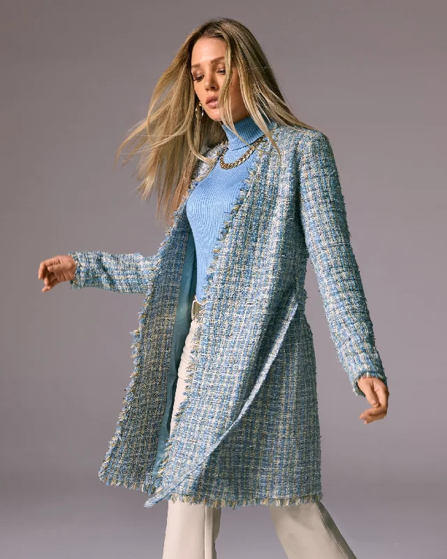 Tweed Wrap Jacket Blue Multi